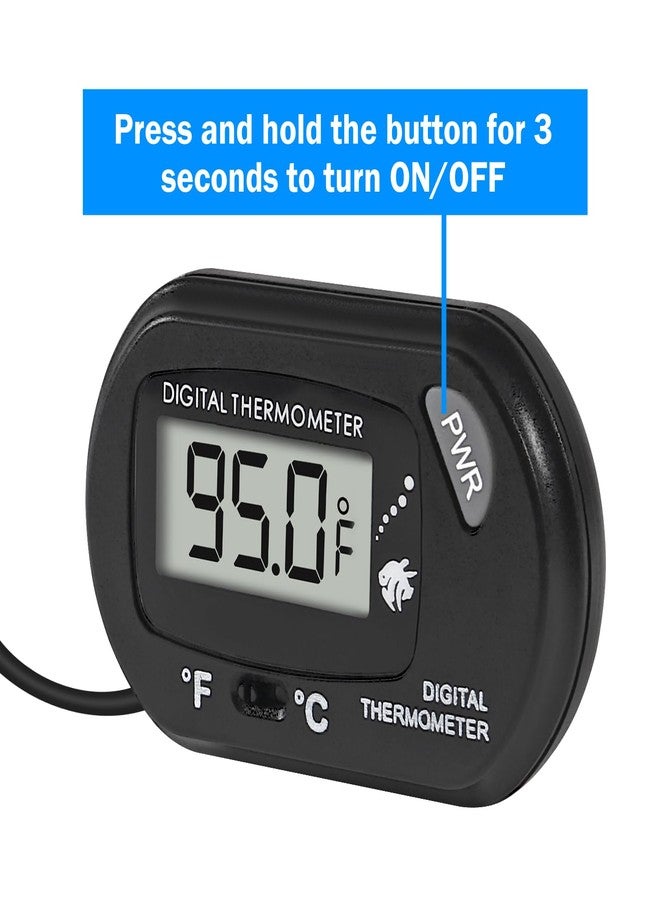 SHUTAO Digital Aquarium Thermometer with LCD Display - Water-Resistant Sensor Probe and Suction Cup for Fish and Reptile Tanks (Fahrenheit/Celsius) - Image 3