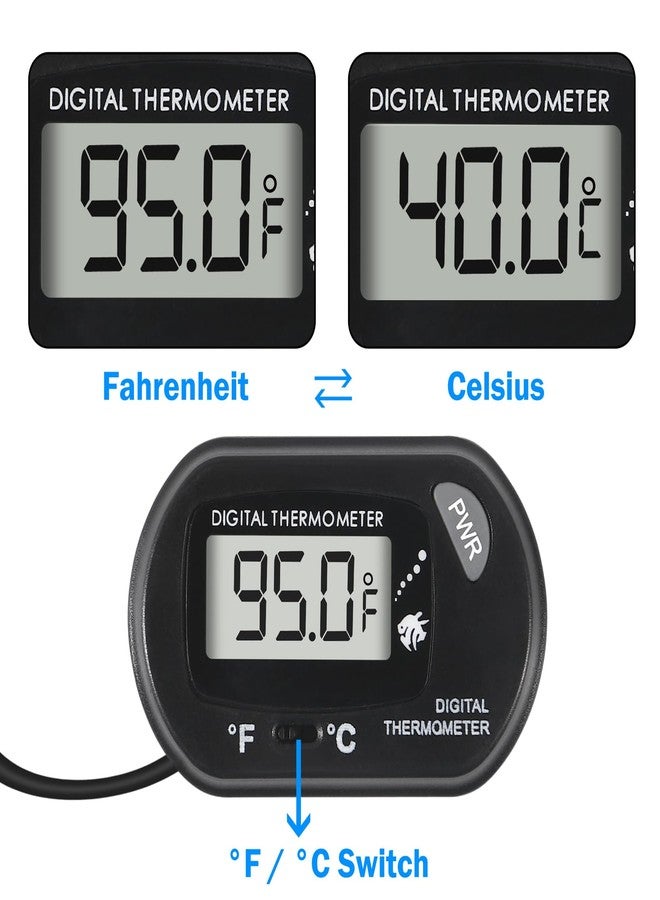 SHUTAO Digital Aquarium Thermometer with LCD Display - Water-Resistant Sensor Probe and Suction Cup for Fish and Reptile Tanks (Fahrenheit/Celsius) - Image 2