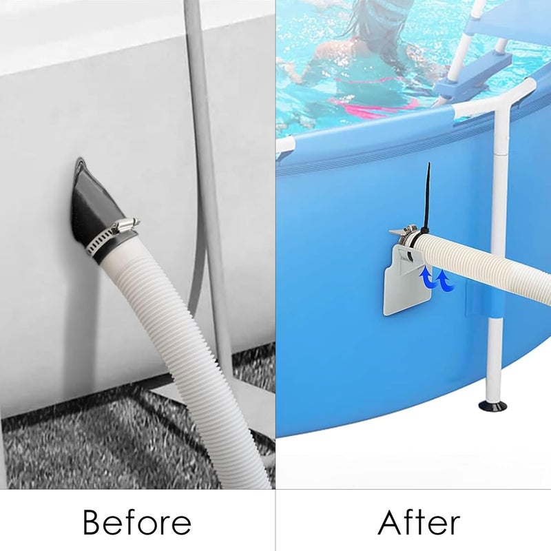 Adorila 3 Pack Swimming Pool Pipe Holders Pool Hoses for Above Ground Pools Swimming Pool Hose Support with 3 Tapes 6 Cable Ties  3 Stainless Steel Hose Clamps Grey  - Image 3