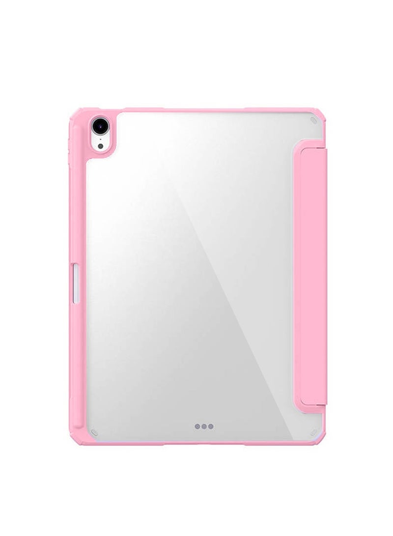Techie Smart Folio Flip Origami Trifold Frosted Matte Clear Back Case with Pencil Holder and Auto Wake/Sleep Function Cover for Apple iPad mini 8.3" 2021  -  Baby Pink - Image 2