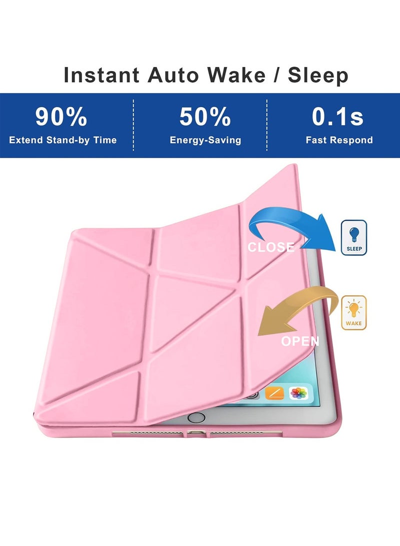 Techie Smart Folio Flip Origami Trifold Frosted Matte Clear Back Case with Pencil Holder and Auto Wake/Sleep Function Cover for Apple iPad mini 8.3" 2021  -  Baby Pink - Image 4