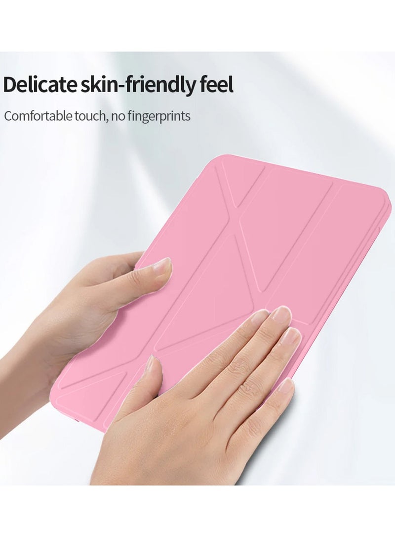 Techie Smart Folio Flip Origami Trifold Frosted Matte Clear Back Case with Pencil Holder and Auto Wake/Sleep Function Cover for Apple iPad mini 8.3" 2021  -  Baby Pink - Image 5