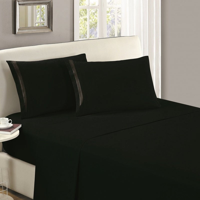 Mellanni King Flat Sheet Only - Iconic Collection Bedding Sheets - Hotel Luxury  Extra Soft  Cooling Top Sheet - Easy Care - Wrinkle  Fade  Stain Resistant - 1 PC (King  Black) - Image 3