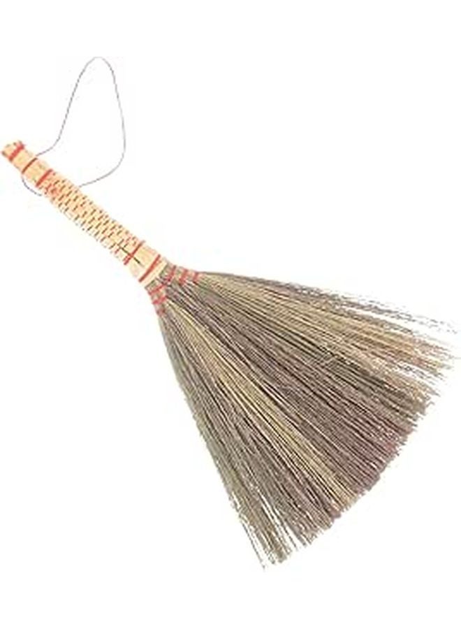Handwoven Small Broom Short Handle Soft Palm Fiber Bristles for Home Office Dust Cleaning - Image 1