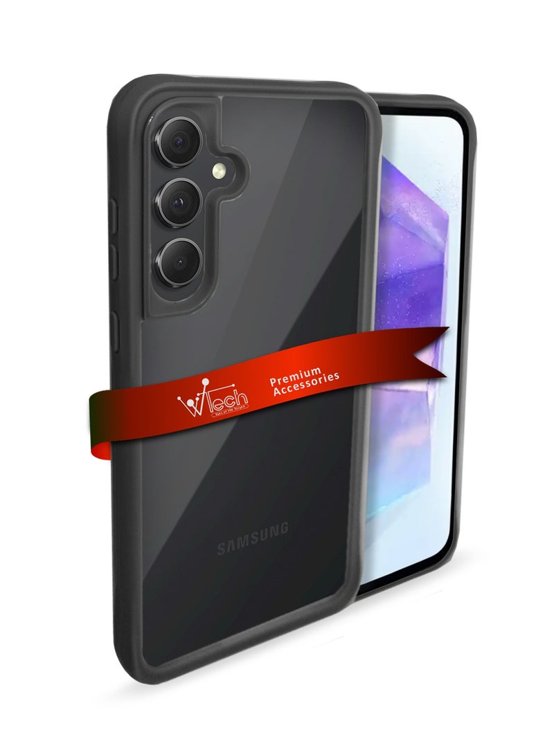 Wtech Hybrid Translucent Silicone Raised Camera Lips Case Cover For Samsung Galaxy A55 5G 2024 Black - Image 1