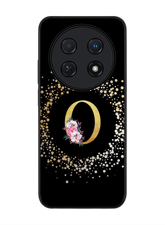 Stylizedd Rugged Black edge case for Huawei nova 12i 4G, Slim fit Flexible Thin Cover - Custom Monogram Initial Letter Floral Pattern Alphabet - O ( Black ) - Image 1