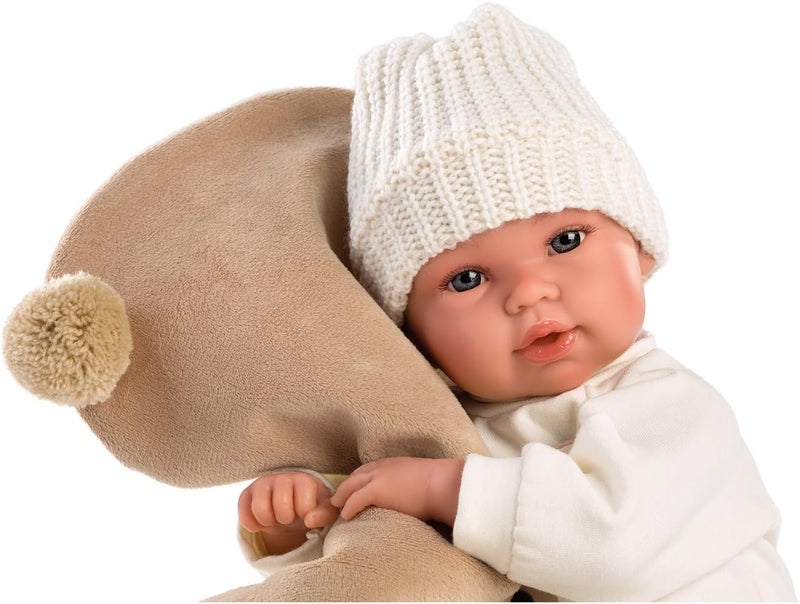 Llorens Crying Newborn Doll 36 cm with Brown Bear Outfit - Image 2
