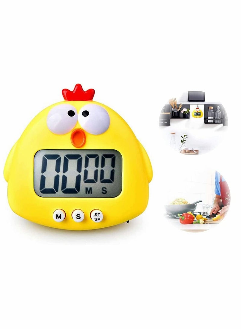 SYOSI Kitchen Timer, Cartoon Cute Chick Electronic Timer, Digital Cooking Time, Baking Cooking Alarm Clock, LCD Large-Screen Visual Clock, Countdown Reminder Tool, Office Home Modernization, Yellow - Image 1