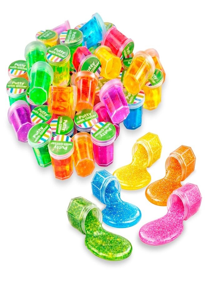 Playbees Mini Silly Slime Party Favors with Glitter - Bulk Noise Putty Fidget Toys for Kids, Egg Filler Toys, Small Slime Gifts - 48 Pack - Image 1