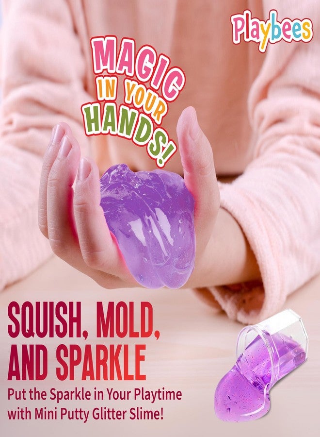 Playbees Mini Silly Slime Party Favors with Glitter - Bulk Noise Putty Fidget Toys for Kids, Egg Filler Toys, Small Slime Gifts - 48 Pack - Image 4
