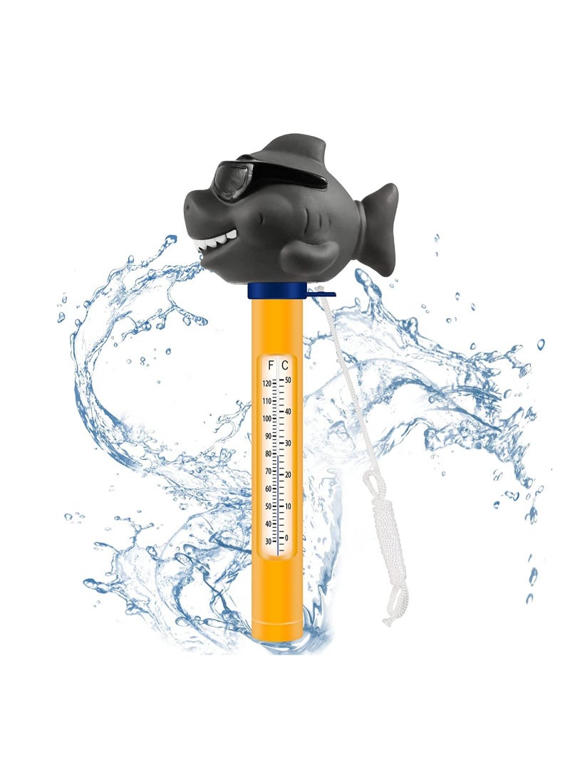 ترمومتر عائم للبركة، حجم كبير سهل القراءة لدرجة حرارة الماء، مقاوم للكسر مع حبل للبرك وحمامات السباحة الداخلية والخارجية - Image 1
