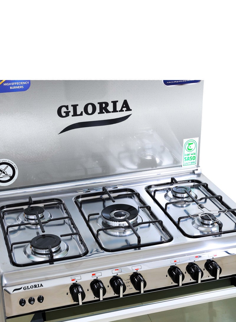 Gloria Gloria Gas Oven, 60*90 Cm, Steel surface, 5 Burners, Timer, Full safety, Egyptian Made - FG9060L - Image 2