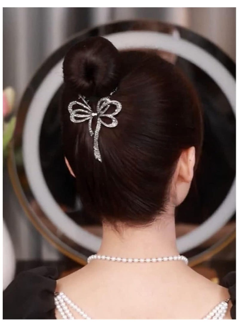 general 2 Pieces Deluxe Premium Feeling Hair Clips, Ins Style Elegant Lazy Hair Clips, Sparkling Crystal Stone Braid Hair Clips, Ponytail Hair Clips Bow Hair Clips For Girls Ladies - Image 3