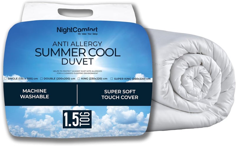 Night Comfort لحاف صيفي مضاد للحساسية 1.5 توغ - حجم مفرد من الألياف الدقيقة - Image 1