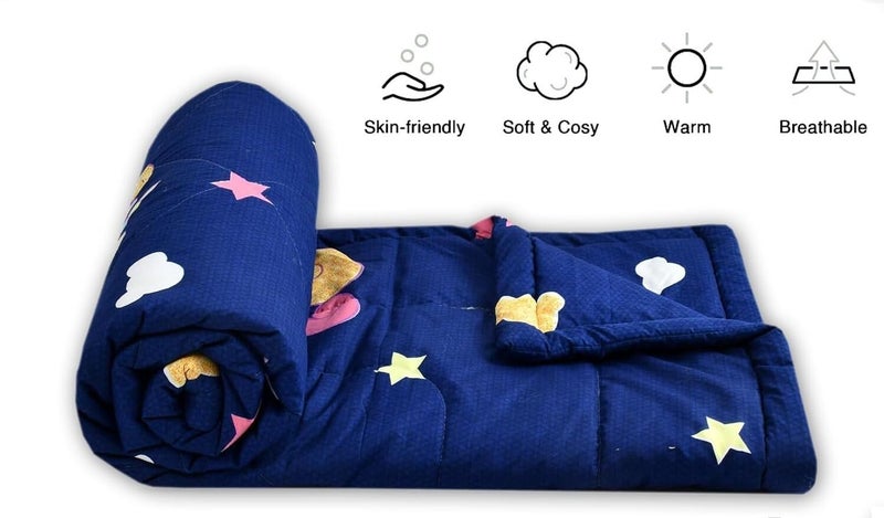 Filymore Blue Unicorn Comforter for Kids Girls - Cute Cartoon Print Single Bed Blanket, Microfiber Dohar for Boys & Girls | Soft Kids Winter & Summer Quilt | 60x90 Inches (Blue) - Image 5