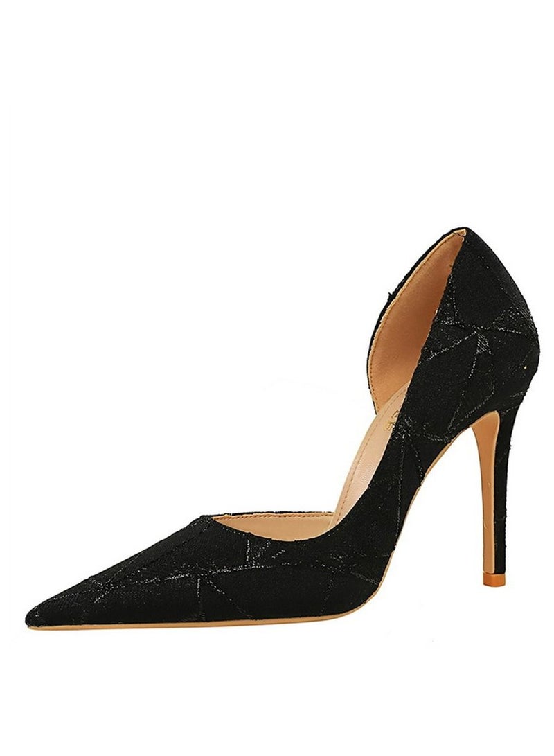 BIGTREE Pointed Side Cut-Out High Heel Black - Image 4