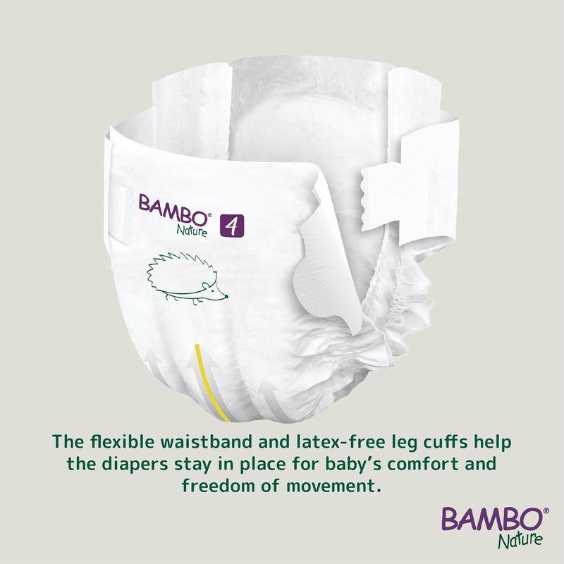 BAMBO NATURE حفاضات بامبو ناتشر المضادة للحساسية للأطفال حفاضات معتمدة بيئياً حماية معززة ضد التسرب خالية تماماً من الكلور صديقة للبشرة و فائقة الامتصاص الحجم 4 144 قطعة - Image 4