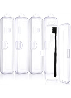 Patelai 5 Pieces Portable Travel Toothbrush Case, Travel Toothbrush Holder Hard Plastic Dust-proof Toothbrush Container Toothpaste Box Holder for Travel Use (Clear) 