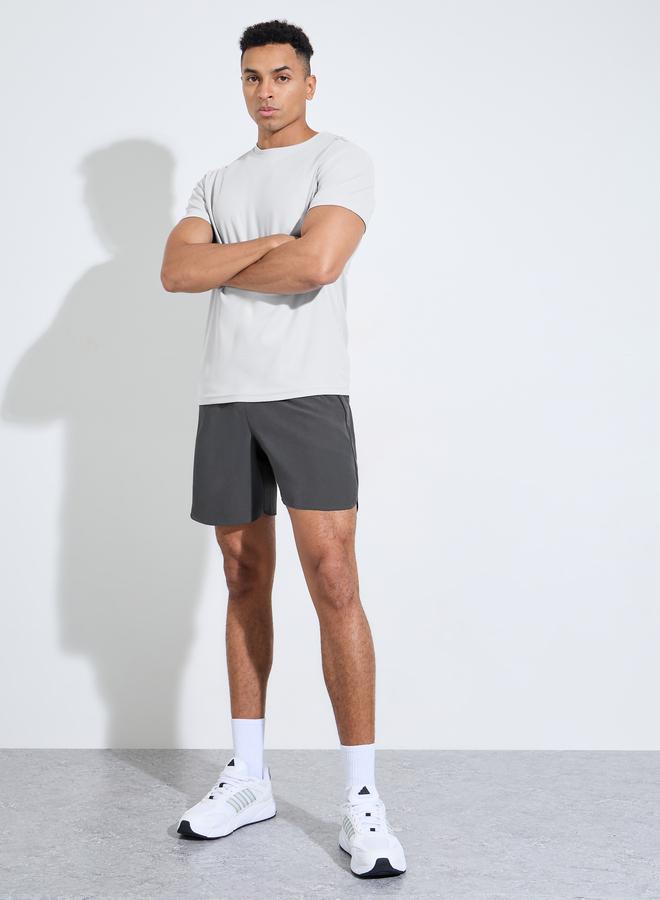 Styli White Solid Round Neck Short Sleeves Regular Fit Active T-Shirt - Image 2