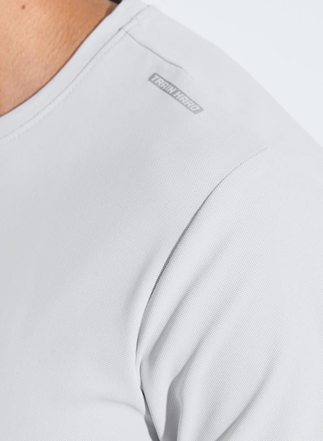 Styli White Solid Round Neck Short Sleeves Regular Fit Active T-Shirt - Image 3