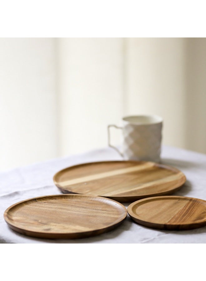YQbest Simple Circular Wooden Tray - Multi-Purpose Tea Tray, Dining Tray & Dessert Tray for Household Use, Natural Solid Wood Serving Tray with Smooth Surface 1PCS - Image 2
