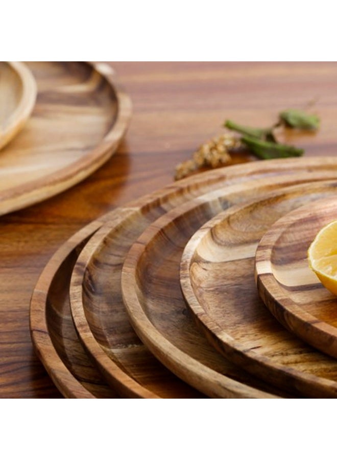 YQbest Simple Circular Wooden Tray - Multi-Purpose Tea Tray, Dining Tray & Dessert Tray for Household Use, Natural Solid Wood Serving Tray with Smooth Surface 1PCS - Image 3