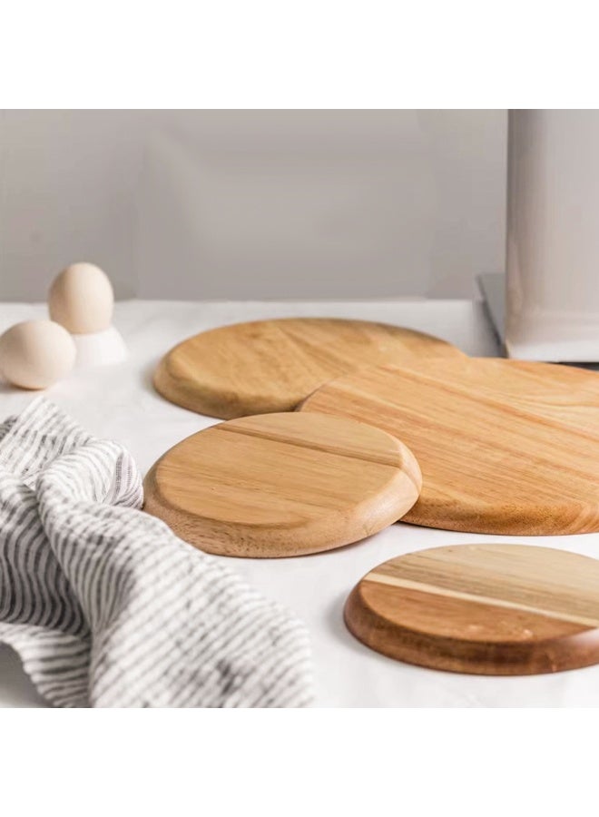 YQbest Simple Circular Wooden Tray - Multi-Purpose Tea Tray, Dining Tray & Dessert Tray for Household Use, Natural Solid Wood Serving Tray with Smooth Surface 1PCS - Image 4