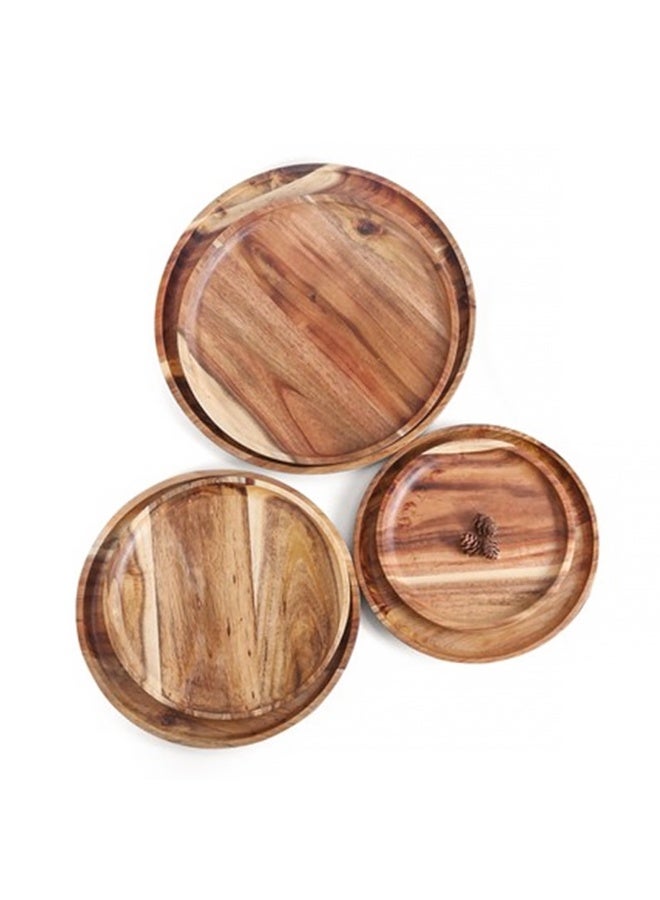 YQbest Simple Circular Wooden Tray - Multi-Purpose Tea Tray, Dining Tray & Dessert Tray for Household Use, Natural Solid Wood Serving Tray with Smooth Surface 1PCS - Image 5