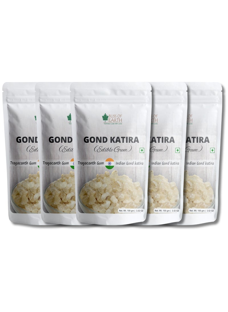 BLISS OF EARTH Gond Katira Organic Edible Tragacanth Gond for Laddu Making and Sweets 100Gm pack of 5  - Image 1