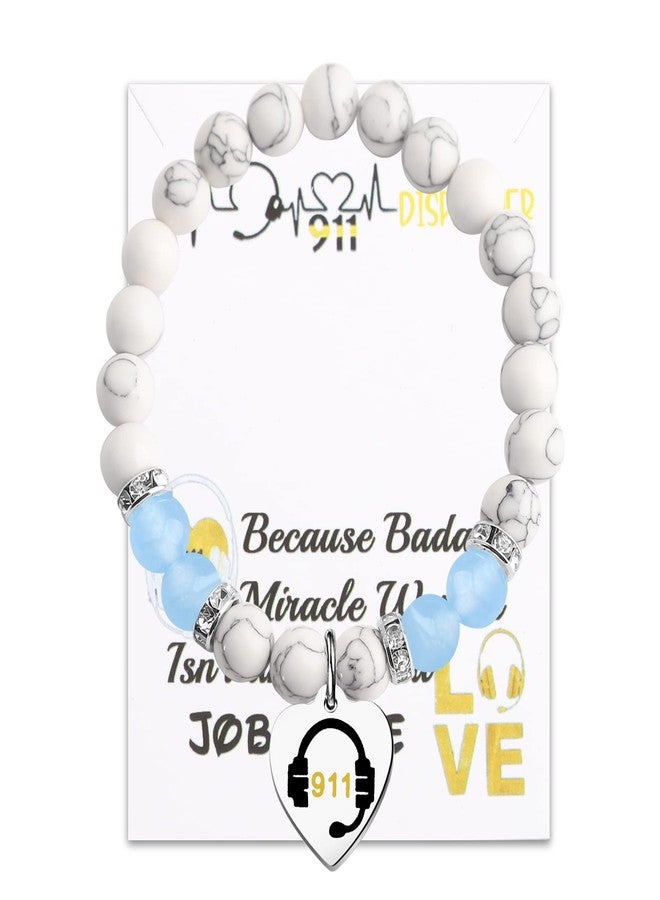 ميوسبارك سوار MYOSPARK 911 هدية لموظف مركز الاتصال في حالات الطوارئ EMT، بطاقة رسالة شكر، مجوهرات، هدية شكر لموظف مركز الاتصال في حالات الطوارئ 911 (خرزة 911 BR) - Image 1