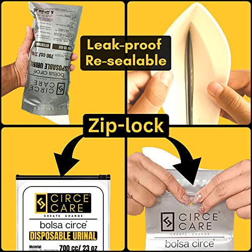 CIRCE CARE Bolsa Disposable Urine Gel Bags, 9 Count, with Super Absorbent Pad and Ziplock, Portable Urinal, Camping Pee Bags, Vomit and Emergency Bag During Traffic Jam and Travel., White - Image 5