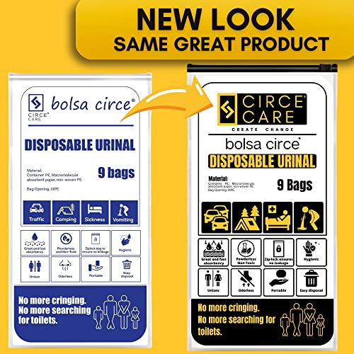 CIRCE CARE Bolsa Disposable Urine Gel Bags, 9 Count, with Super Absorbent Pad and Ziplock, Portable Urinal, Camping Pee Bags, Vomit and Emergency Bag During Traffic Jam and Travel., White - Image 2