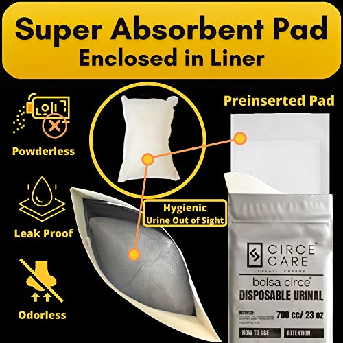 CIRCE CARE Bolsa Disposable Urine Gel Bags, 9 Count, with Super Absorbent Pad and Ziplock, Portable Urinal, Camping Pee Bags, Vomit and Emergency Bag During Traffic Jam and Travel., White - Image 4