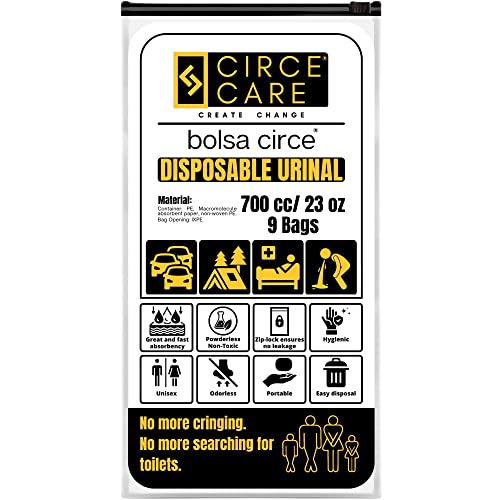 CIRCE CARE Bolsa Disposable Urine Gel Bags, 9 Count, with Super Absorbent Pad and Ziplock, Portable Urinal, Camping Pee Bags, Vomit and Emergency Bag During Traffic Jam and Travel., White - Image 1
