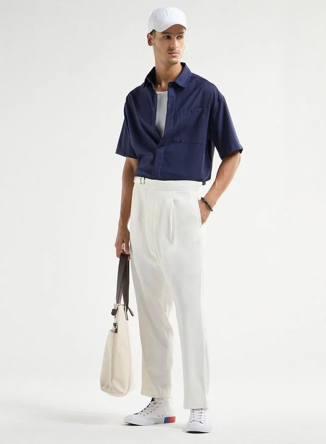 Splash FAV Solid Relaxed Fit Trousers with Flexi Waist and Pockets