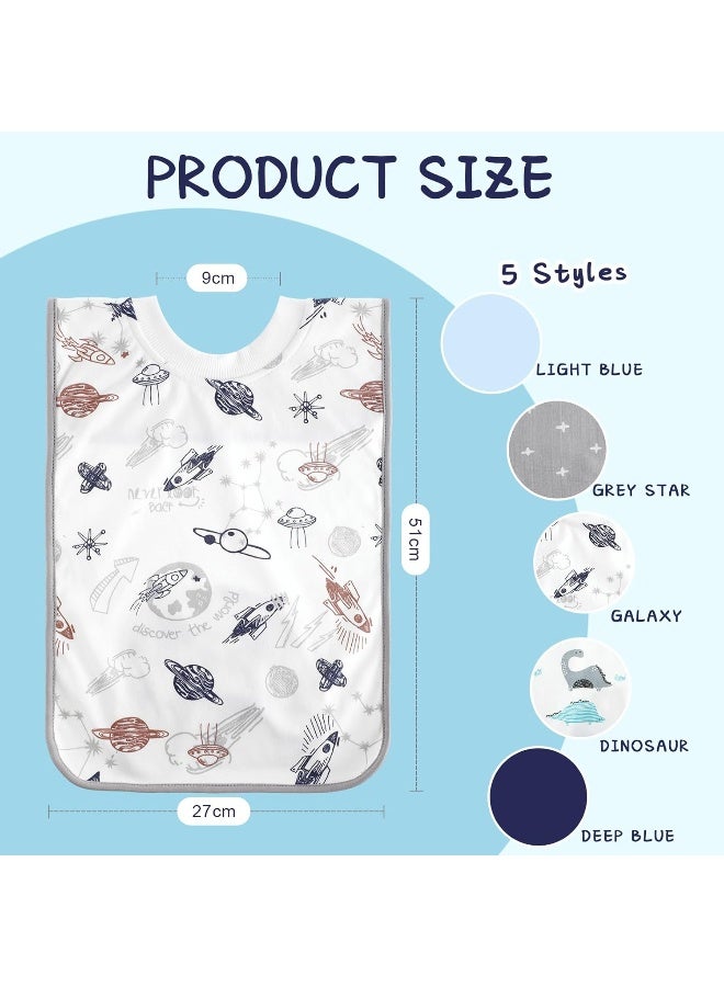 Newwiee Newwiee 5 Pcs Pullover Toddler Bibs Full Coverage Baby Bibs Soft Absorbent Cotton Towel Bibs for Toddler Drooling Feeding - Image 2