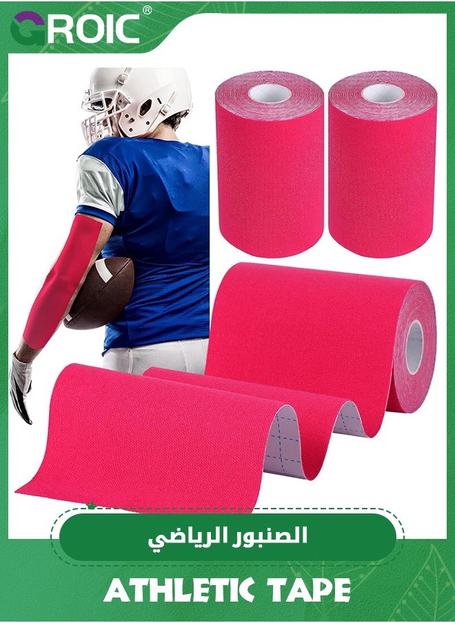 GROIC 2 Pack Kinesiology Tape, Sports Tape Athletic Recovery Pain Relieve Strong Adhesion Waterproof Sports Theraeputic Tape for Muscle Pain Relief and Joint Support  [3.94” x 197”]  - Image 1