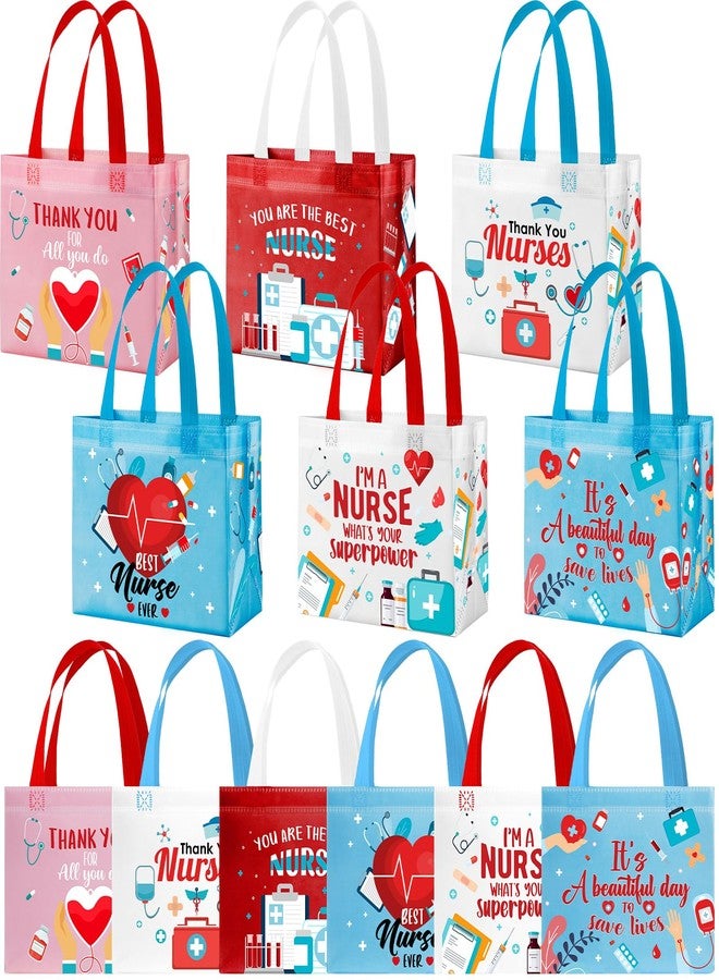 Clysee 36 Pcs Nurse Appreciation Gift Bags with Handles Thank You Non Woven Fabric Tote Bags Reusable Medical Assistant Cna Week Gift for Emergency Nurses Operating Medical Graduation Party Favors - Image 1