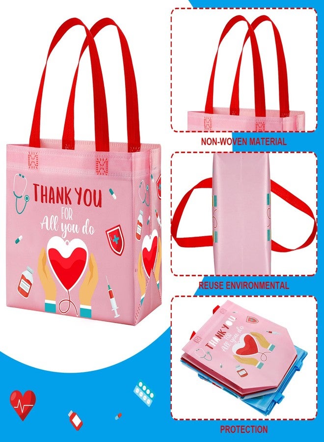 Clysee 36 Pcs Nurse Appreciation Gift Bags with Handles Thank You Non Woven Fabric Tote Bags Reusable Medical Assistant Cna Week Gift for Emergency Nurses Operating Medical Graduation Party Favors - Image 5