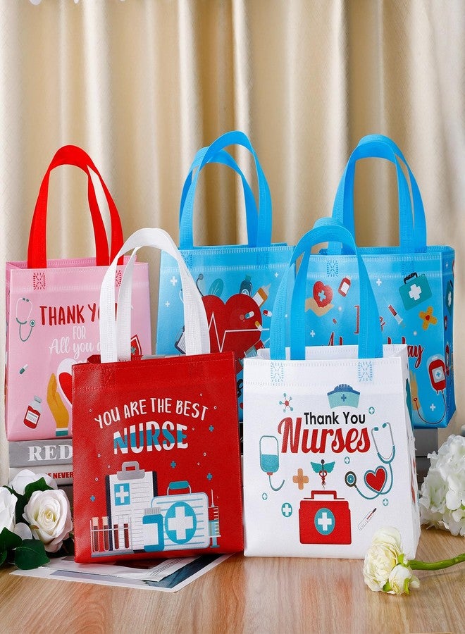 Clysee 36 Pcs Nurse Appreciation Gift Bags with Handles Thank You Non Woven Fabric Tote Bags Reusable Medical Assistant Cna Week Gift for Emergency Nurses Operating Medical Graduation Party Favors - Image 2
