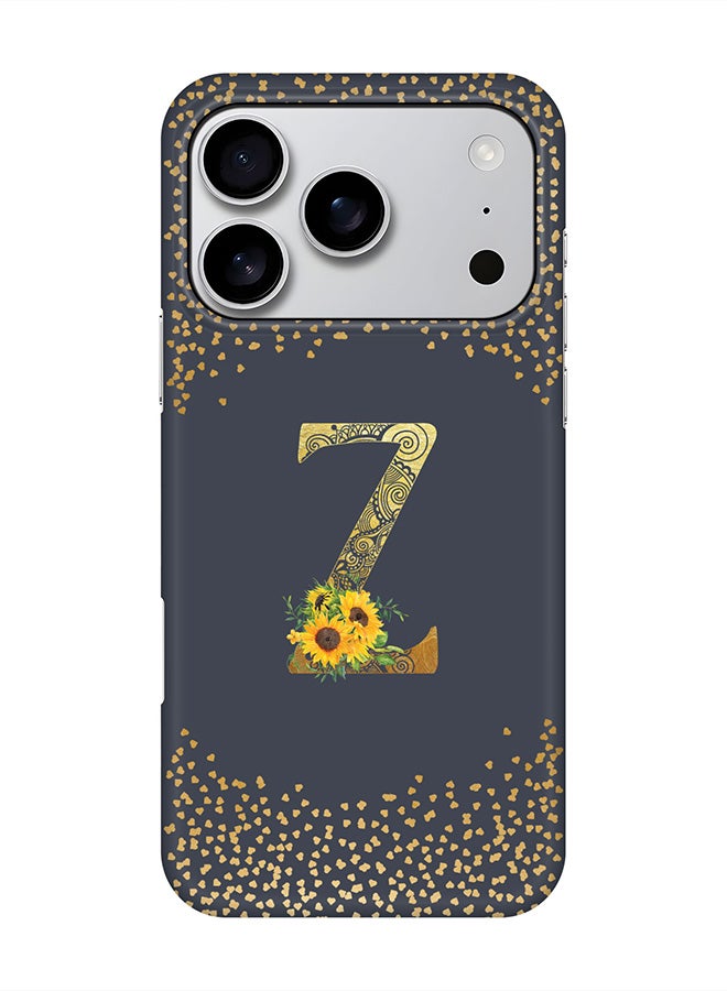 Stylizedd For iPhone 17 Pro,Case, [Compatible with MagSafe] Magnetic cover Slim fit Protection Matte, - Custom Floral Monogram - Z  (Grey )