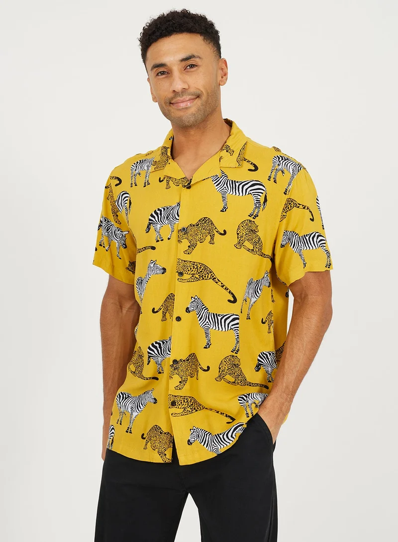 BRAVE SOUL Animal Print Casual Shirt