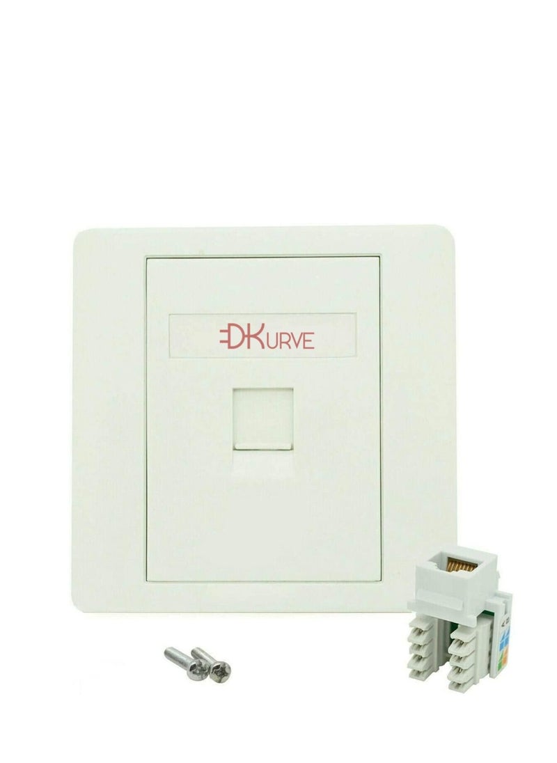 DKURVE - DKURVE® CAT5E CAT6 Network Wall Socket RJ45 LAN Faceplate 1 PORT WITH JACK - Image 1