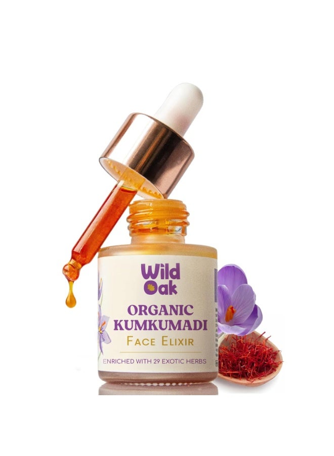 WILD OAK WildOak Kumkumadi Tailam | Face Elixir | Pigmentation,Dark Circles & Anti Aging | Made Using 3000 Years Old Formulation,8 Days Long Process | High Potent 75G Saffron/1Liter & 29 Exotic Herbs | 20ml - Image 1