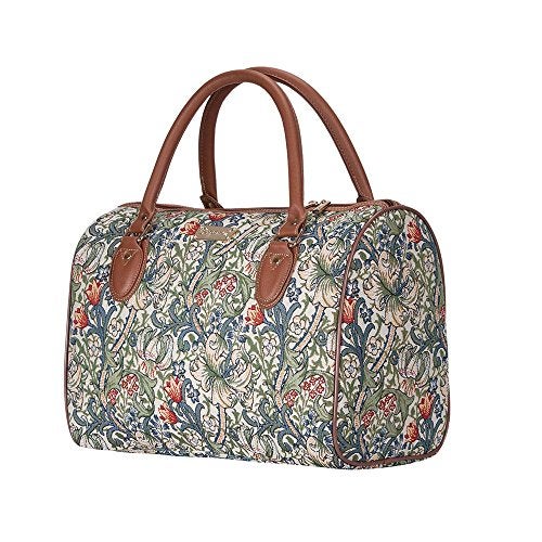 Signare Tapestry Duffle Bag Overnight Bags Weekend Bag for Women with William Morris Golden Lily Design (TRAV-GLILY) - Image 2