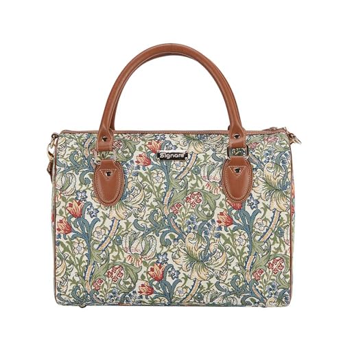 Signare Tapestry Duffle Bag Overnight Bags Weekend Bag for Women with William Morris Golden Lily Design (TRAV-GLILY) - Image 1