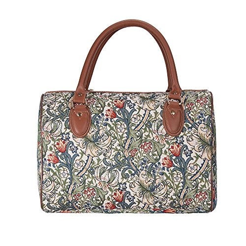 Signare Tapestry Duffle Bag Overnight Bags Weekend Bag for Women with William Morris Golden Lily Design (TRAV-GLILY) - Image 4