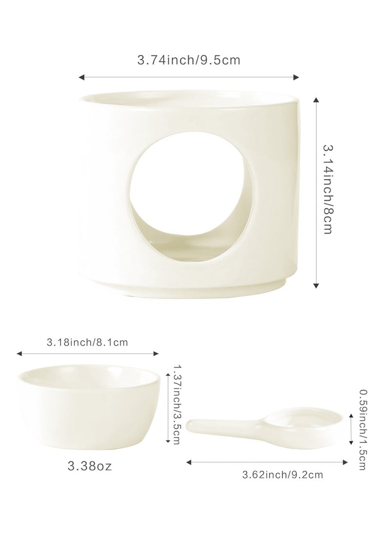 موقد زيت خزفي من 12 قطعة، مع حامل شمعة و مجموعة من 10 شمعات، حامل لتدفئة الزيوت العطرية، موزع روائح الشموع لتزيين المنزل وغرفة النوم - Image 2