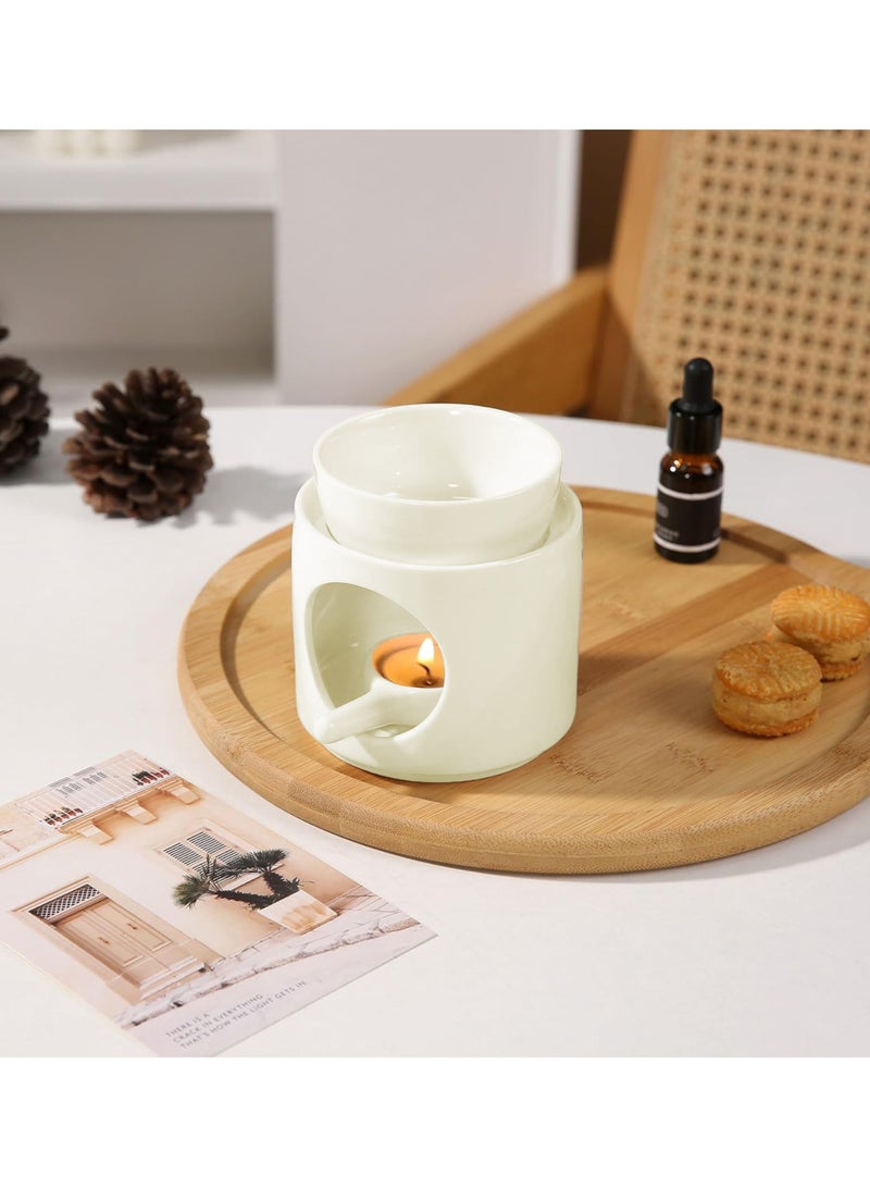 موقد زيت خزفي من 12 قطعة، مع حامل شمعة و مجموعة من 10 شمعات، حامل لتدفئة الزيوت العطرية، موزع روائح الشموع لتزيين المنزل وغرفة النوم - Image 3
