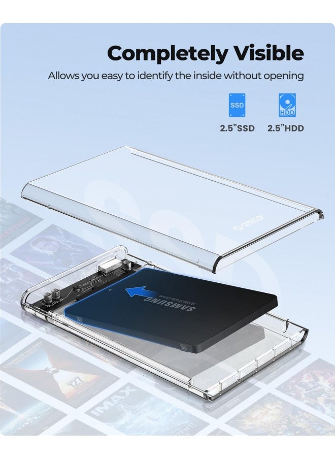 Orico Orico 2.5'' External Hard Drive Enclosure Usb 3.0 To Sata Iii Tool-Free Clear Hard Disk Case For 2.5 Inch 7Mm 9.5Mm Sata Hdd Ssd Max 6Tb Support Uasp(2139U3)  - Image 2